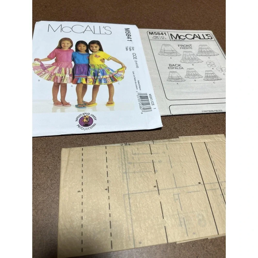 McCalls 5841 Sewing Pattern Toddler Girl Skirt Sizes 3-6